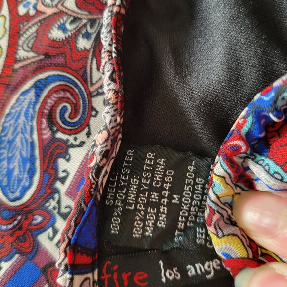 Vintage-Inspired Long Sleeve Patterned Dress By Fire Los Angeles Size M - Picture 4 of 6